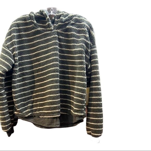 Vintage Havana Fuzzy Striped Hoodie Sweater Size M Cozy Fleece Pullover, New - Picture 3 of 4